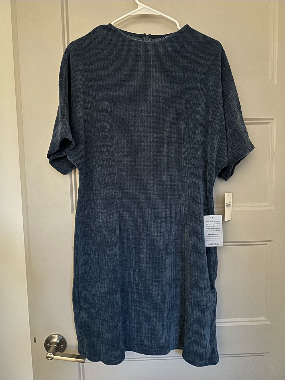 Short Sleeve Corduroy Dark Blue dress